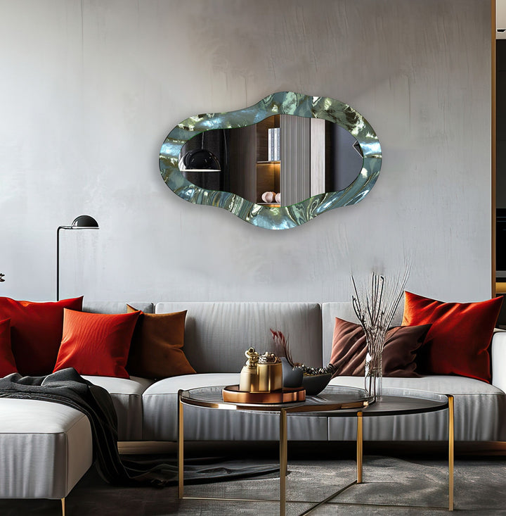 Asymmetrischer Wandspiegel in Metallic-Grau