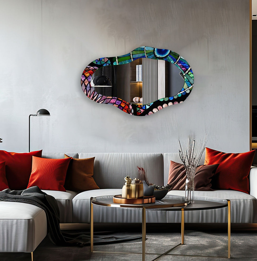 Decorative wall mirror with unique shapes and reflective surfaces for a chic statement
