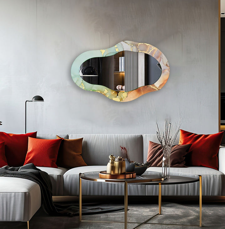 Orange Abstract Wall Mirror