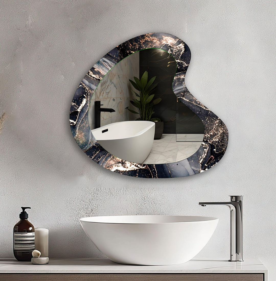 Decorative wall mirror with unique shapes and reflective surfaces for a chic statement
