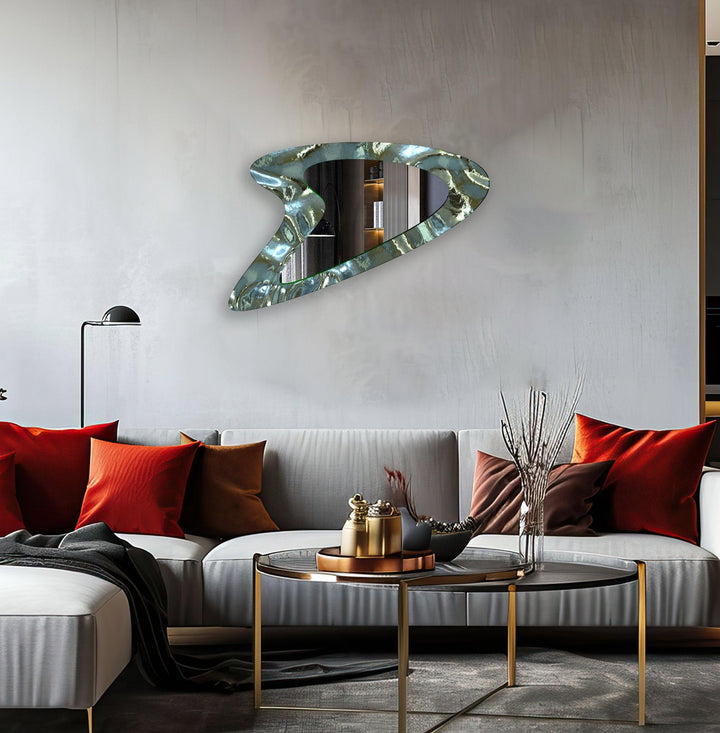 Mirror wall art inspired by geometric designs, adding sophistication to any decor style
