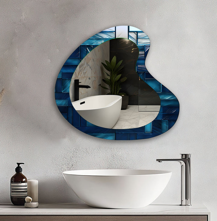 Blaue Mosaikfliesen Moderner Wandspiegel