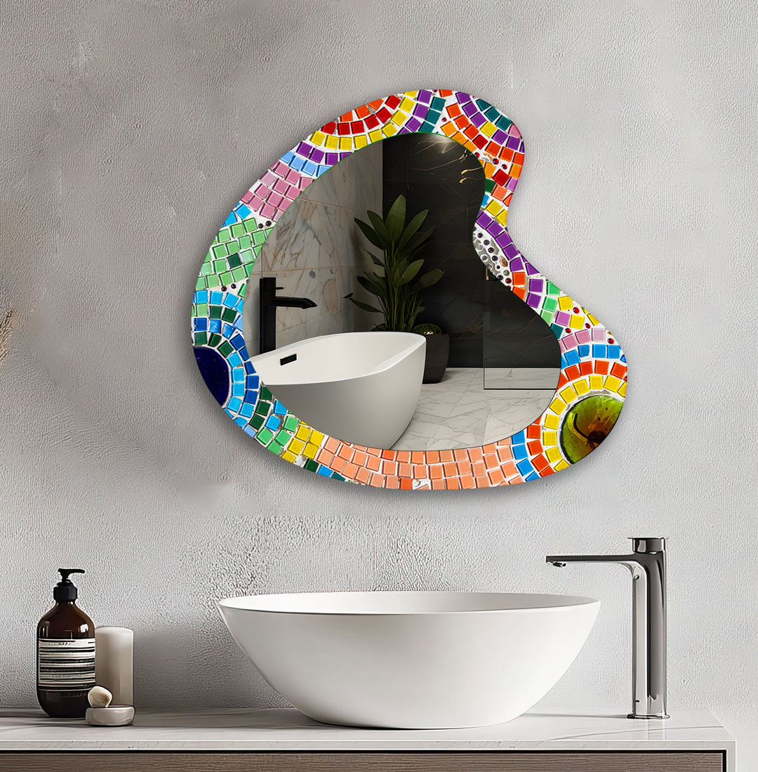 Mirrored wall art inspired by geometric elegance, perfect for adding depth and dimension
