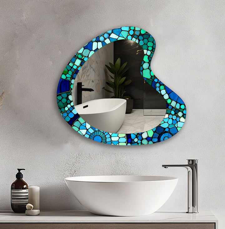 Decorative wall mirror blending artistic patterns with modern functionality for a unique look
