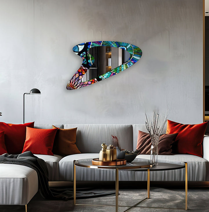 Decorative wall mirror with a contemporary design, perfect for adding elegance to any space

