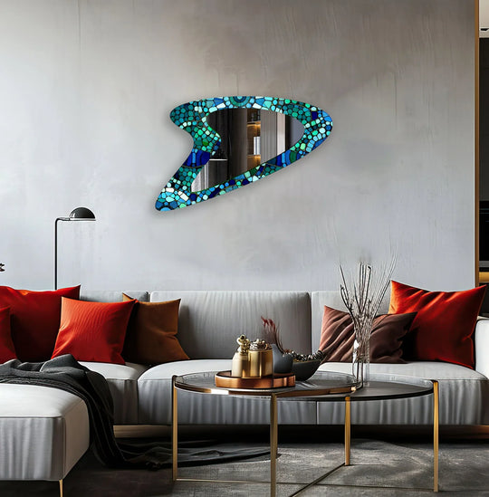 Mirror wall decor combining reflective surfaces and artistic shapes for a stunning focal point
