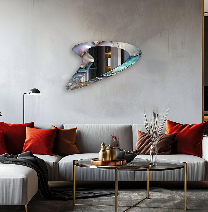 Wall mirrors designed with bold geometric shapes to make a striking statement
