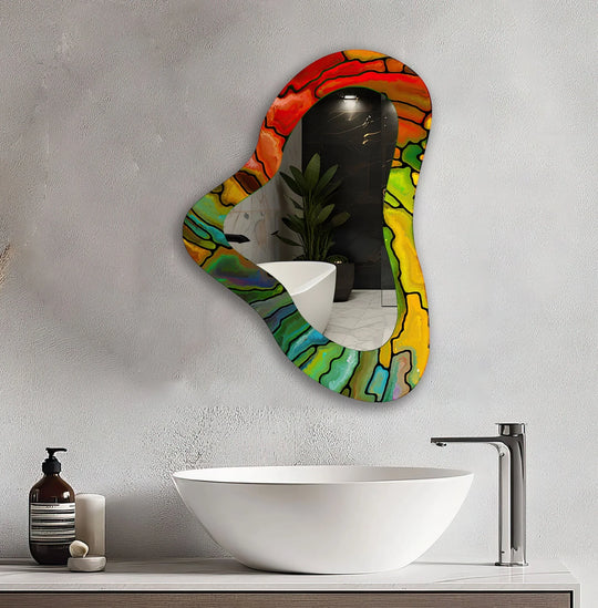 Decorative wall mirror with intricate detailing, perfect for enhancing any interior space
