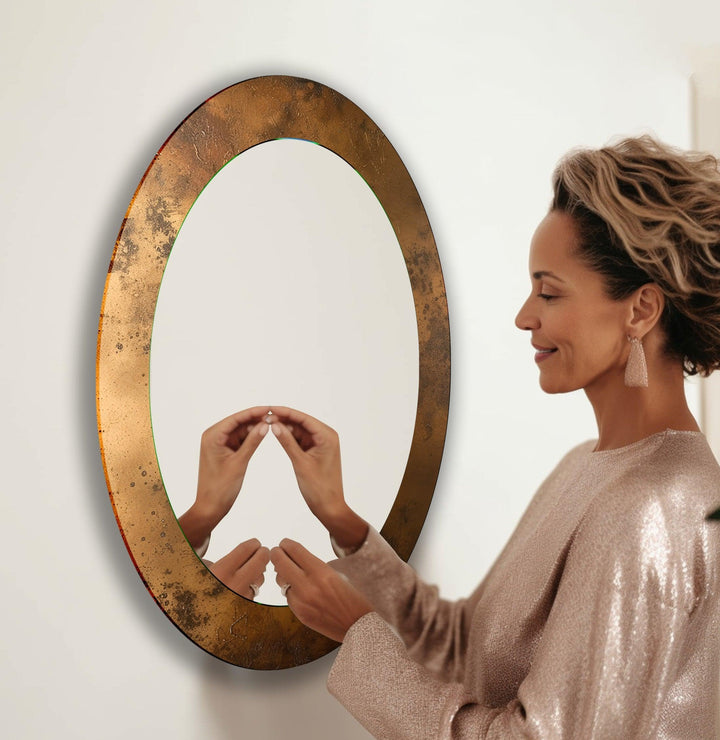 Copper Entryway Oval Wall Mirror