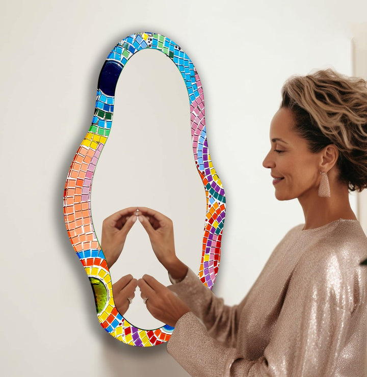Decorative wall mirror with unique shapes and reflective surfaces for a chic statement
