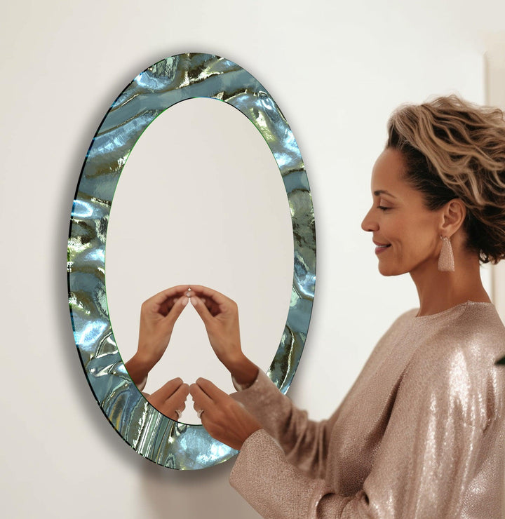 Mirrored wall art inspired by geometric elegance, perfect for adding depth and dimension
