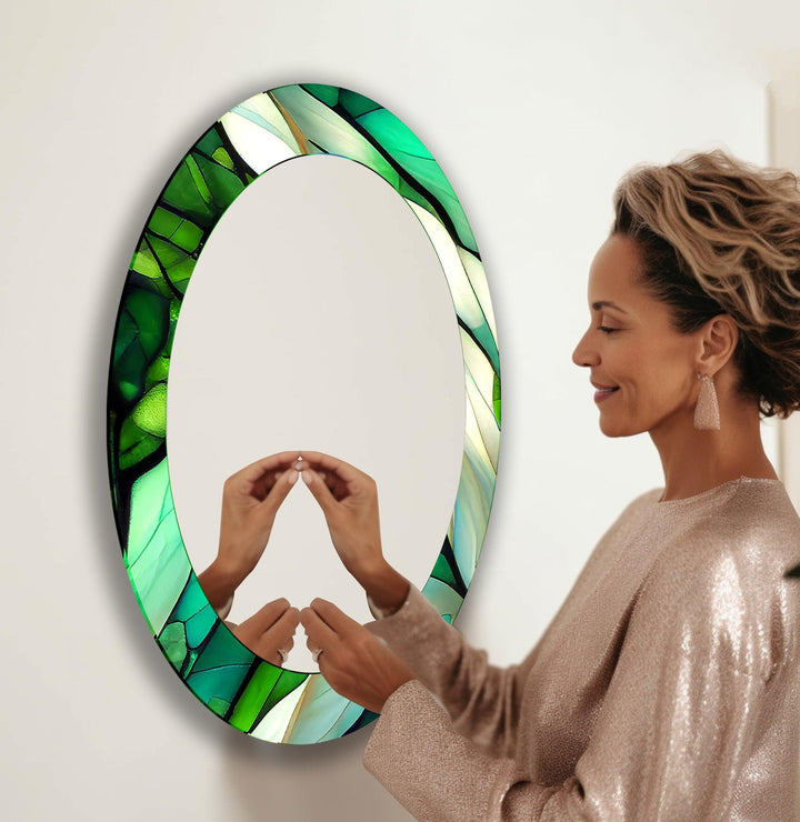 Green Dining Room Oval Wall Mirror