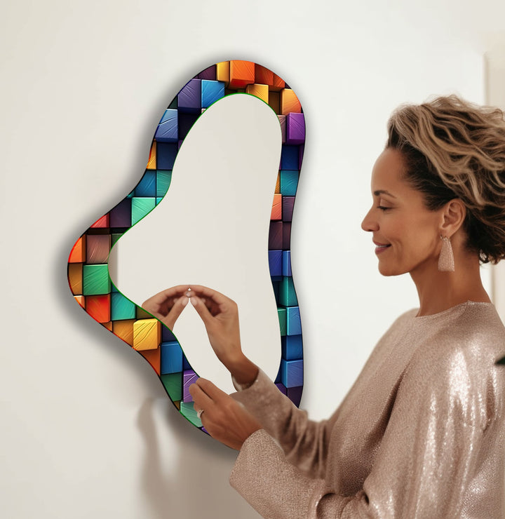 Mirror wall art inspired by abstract forms, perfect for adding a touch of artistic charm
