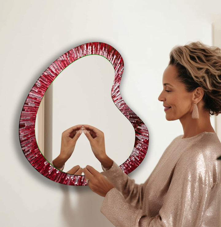 Mirrored wall art crafted with bold patterns for a modern and sophisticated touch

