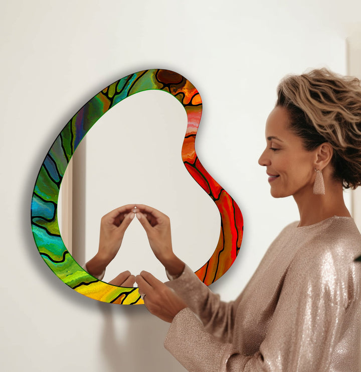Mirrored wall art crafted with bold patterns for a modern and sophisticated touch
