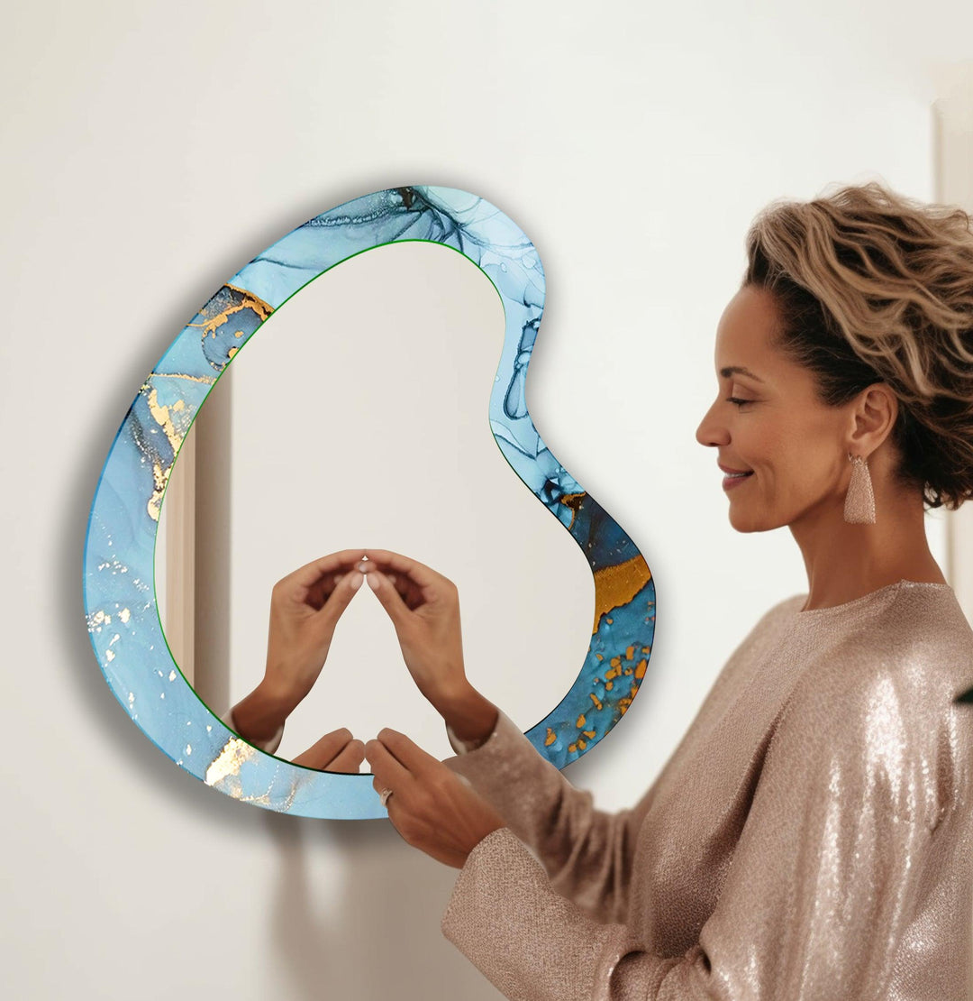 Mirror wall decor combining bold shapes and reflective surfaces to create a striking focal point

