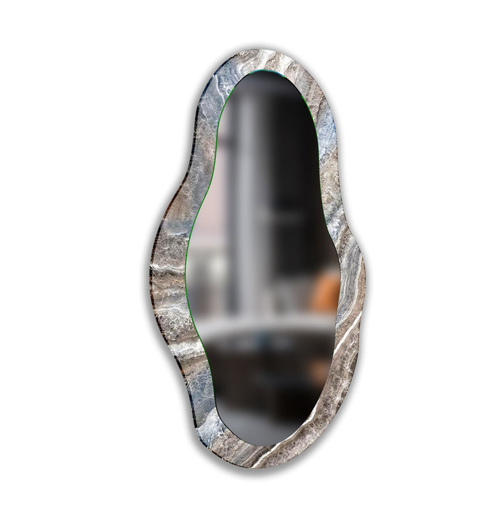 Gray And White Asymmetrical  Wall Mirror