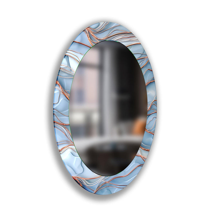 Großer ovaler Wandspiegel aus gebeiztem Glas