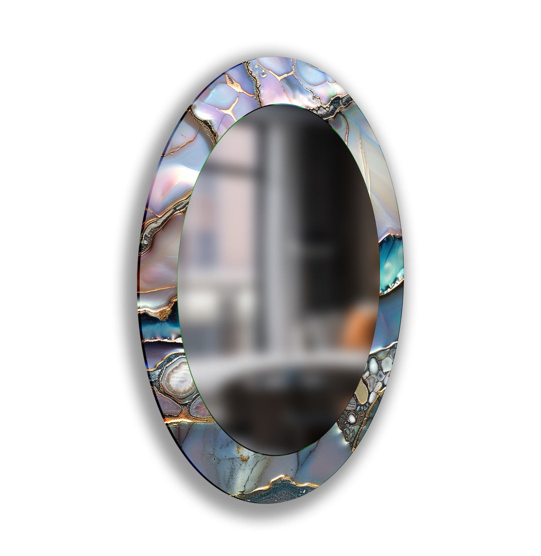 Mirror wall decor combining bold shapes and reflective surfaces to create a striking focal point
