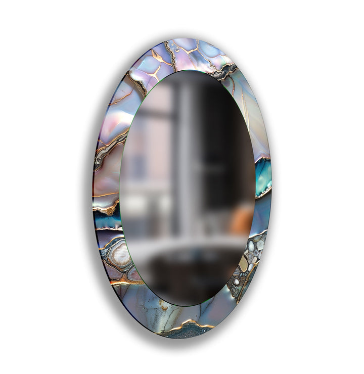 Mirror wall decor combining bold shapes and reflective surfaces to create a striking focal point
