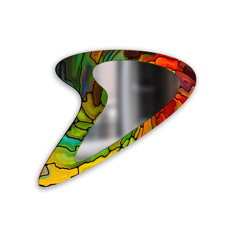 Decorative wall mirror blending artistic patterns with modern functionality for a unique look
