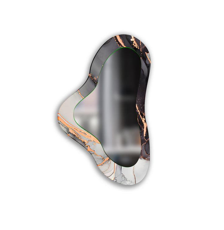 Grauer asymmetrischer Wandspiegel aus Glas