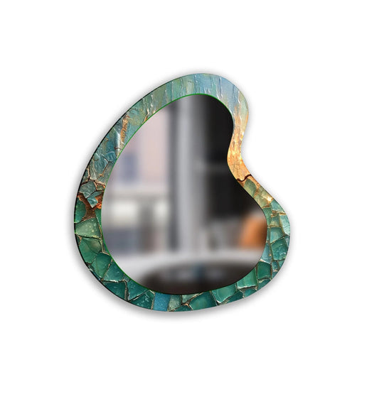 Green Oil Painting Asymmetrical Wall Mirror - MyPhotoStation