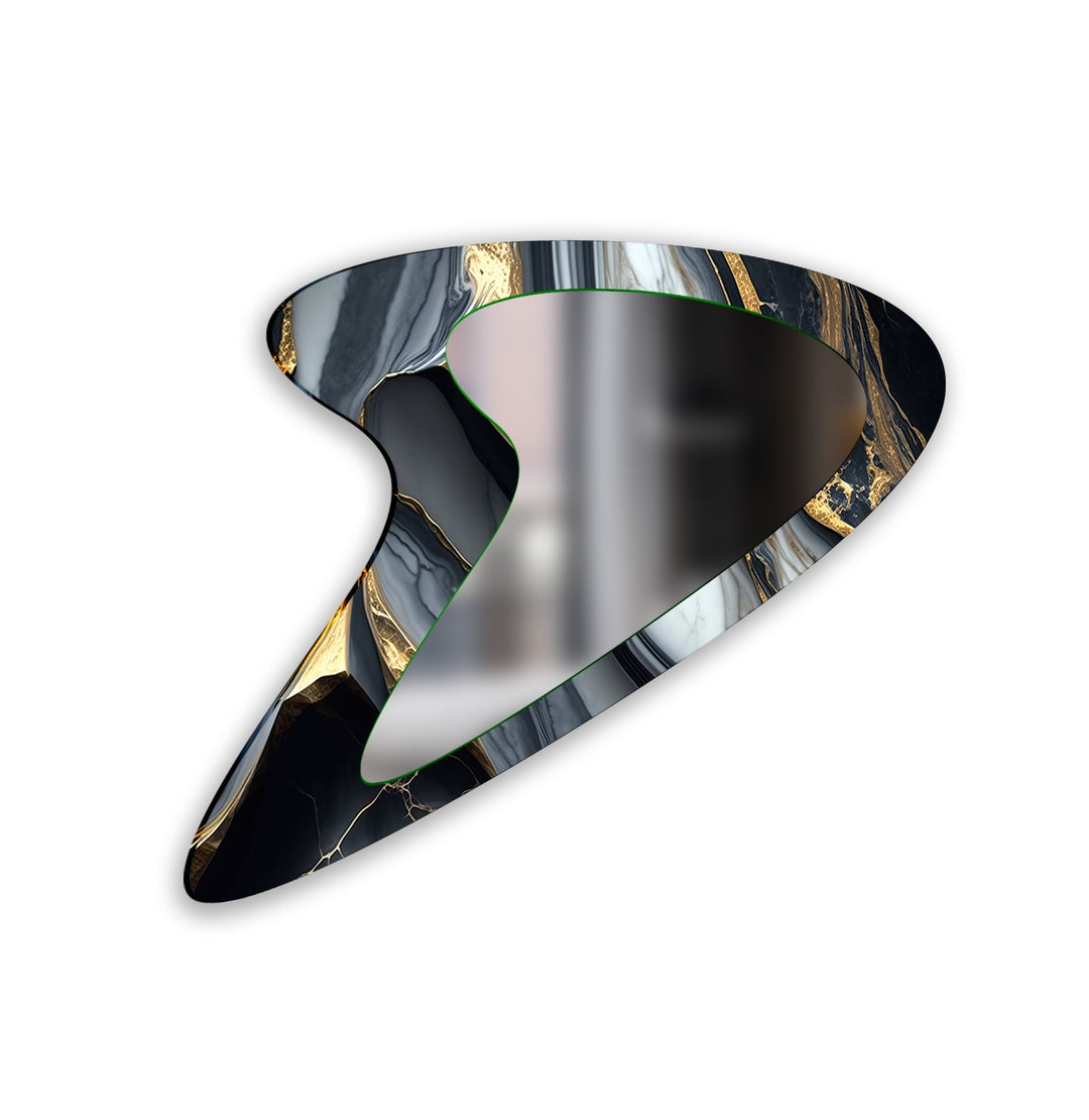 Eleganter Marmor-Wandspiegel in Gold und Grau