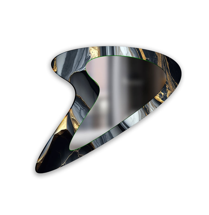 Eleganter Marmor-Wandspiegel in Gold und Grau