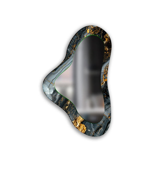 Gold Marble Asymmetrical Glass Wall Mirror - MyPhotoStation