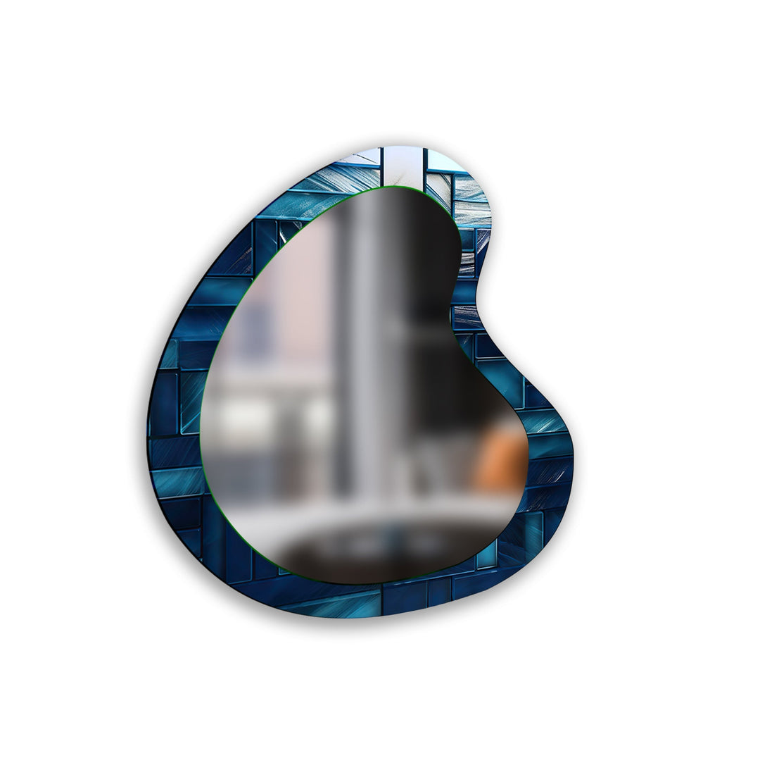 Blaue Mosaikfliesen Moderner Wandspiegel