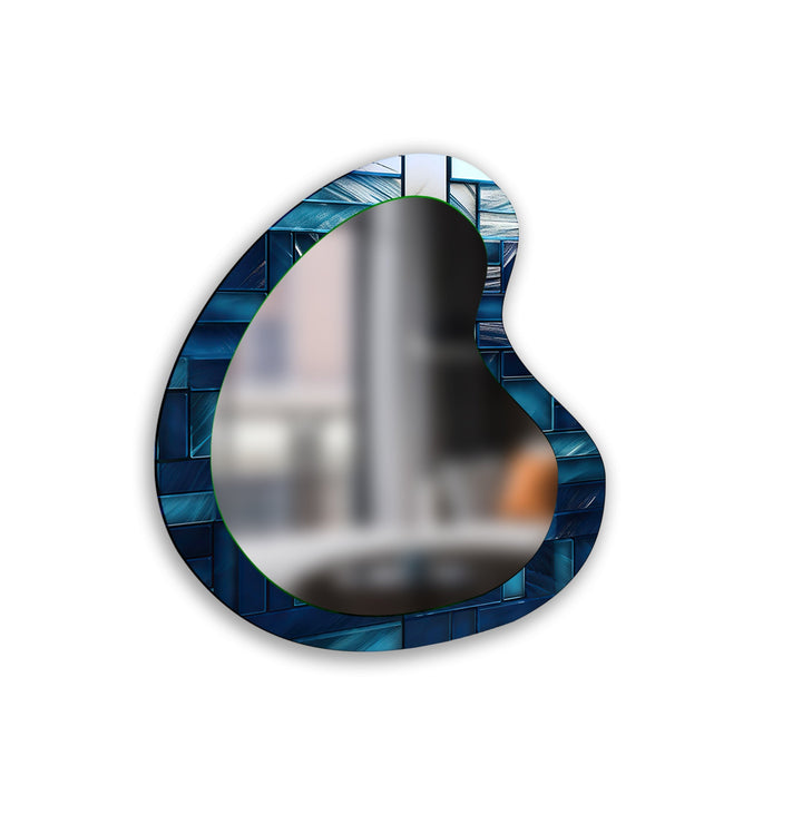 Blaue Mosaikfliesen Moderner Wandspiegel