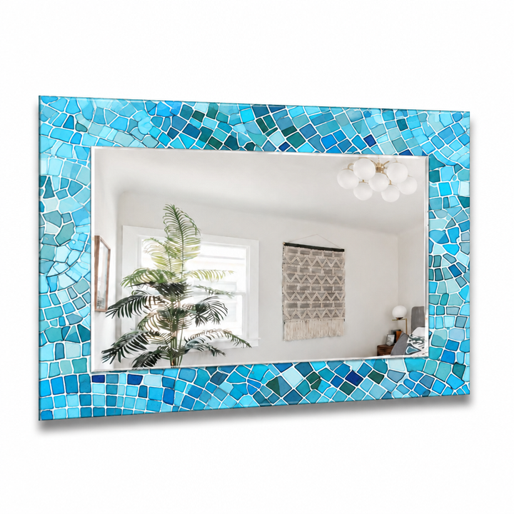 Blaue Mosaiksteine Wandspiegel 