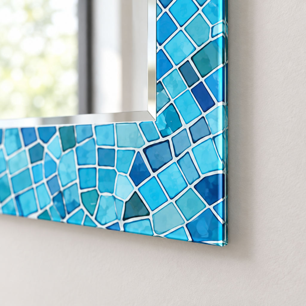 Blaue Mosaiksteine Wandspiegel 