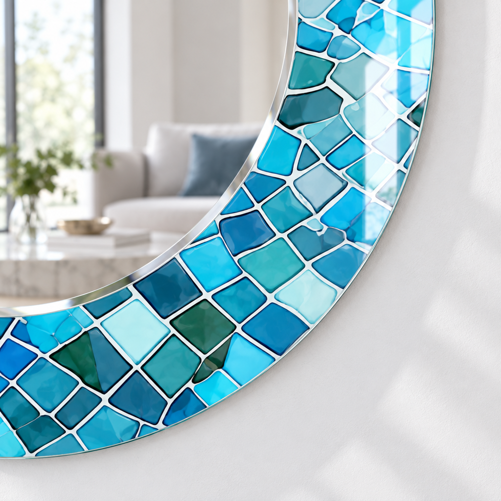 Blaue Mosaiksteine Wandspiegel 