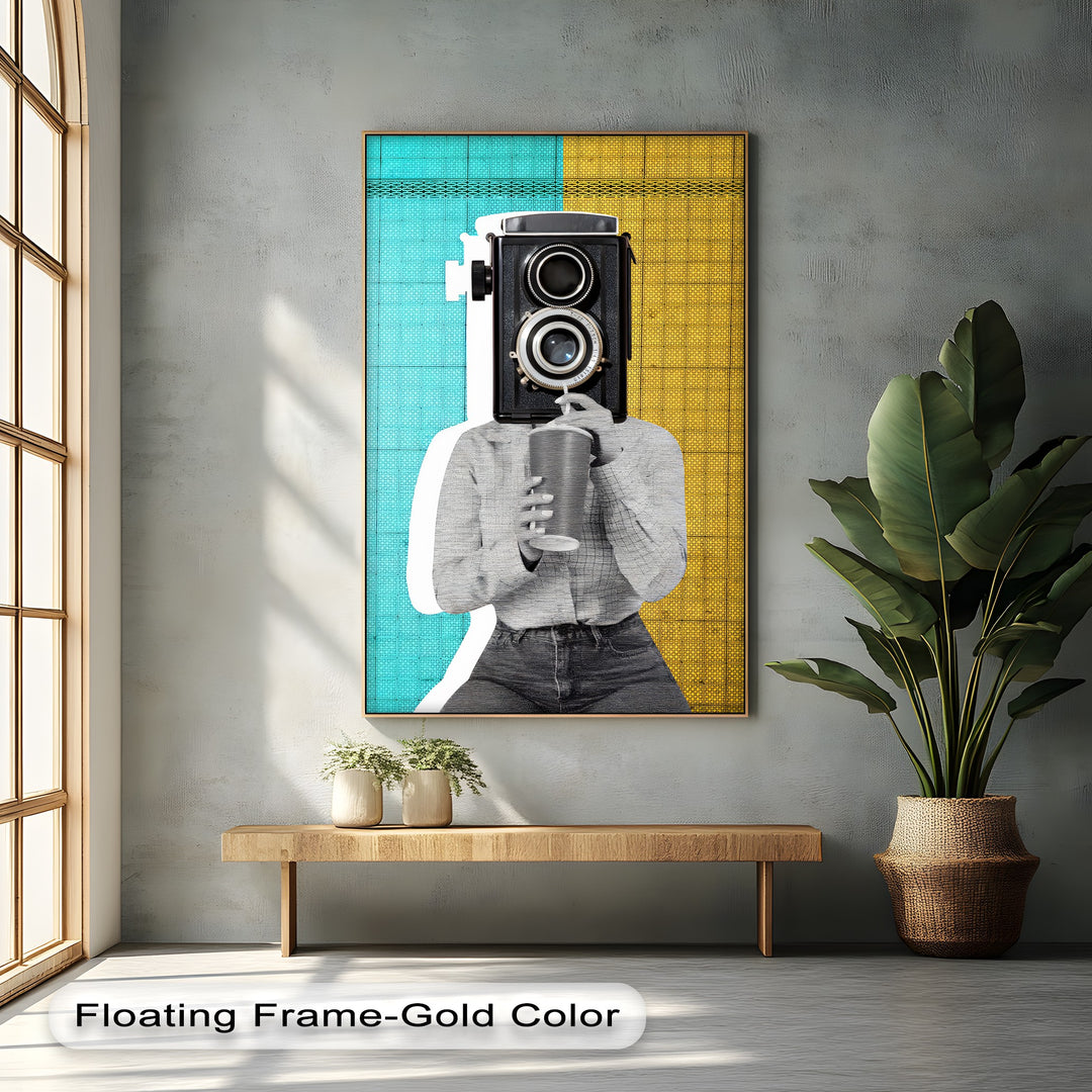 Focus Pop – Retro Camera Head Surrealist Canvas Print