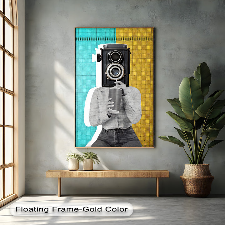 Focus Pop – Retro Camera Head Surrealist Canvas Print