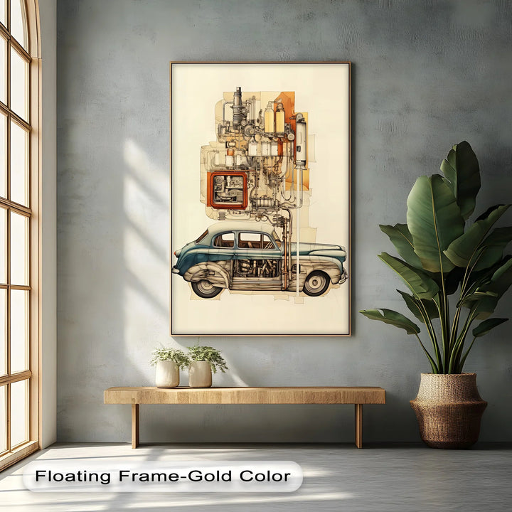 Vintage Blueprint Breakdown of Classic Sedan – Car Canvas Print - MyPhotoStation