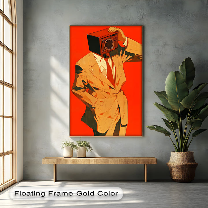 Analog Persona – Radio Head Man in Suit Canvas Print