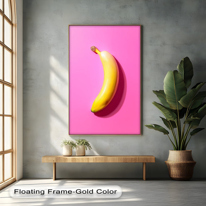 Pop Banana – Bold Yellow Fruit on Pink Canvas Print