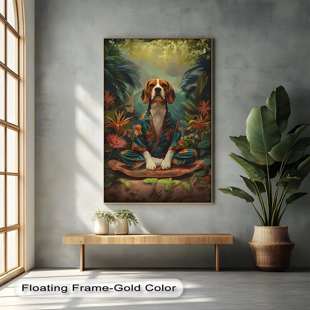 Jungle Zen Beagle – Tropical Meditation Dog Portrait Puppies Canvas Print - MyPhotoStation