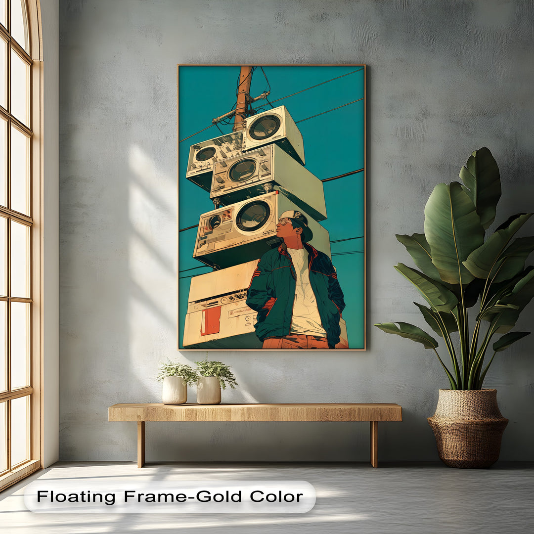 Stacked Boom Boxes with Streetwear Vibes- Retro Canvas Print
