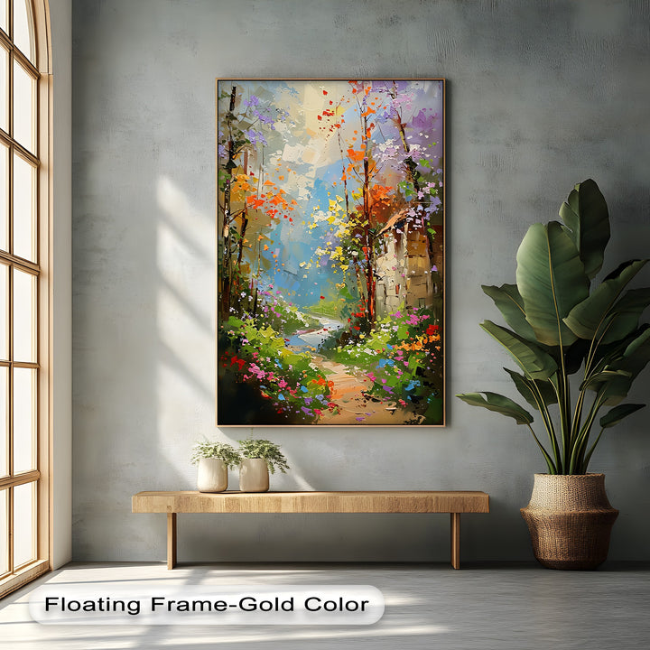 Whispers of Spring – Colorful Garden Pathway Canvas Print