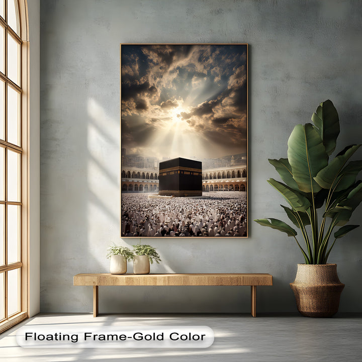 Divine Light over the Kaaba – Islamic Canvas Print