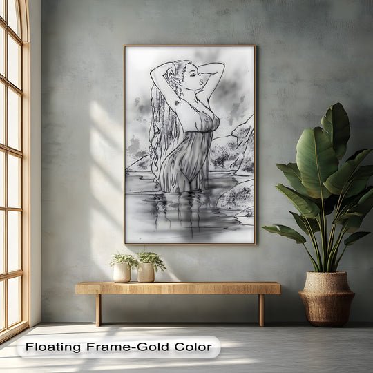 framed erotic canvas wall art featuring fantasy-inspired sensual design
