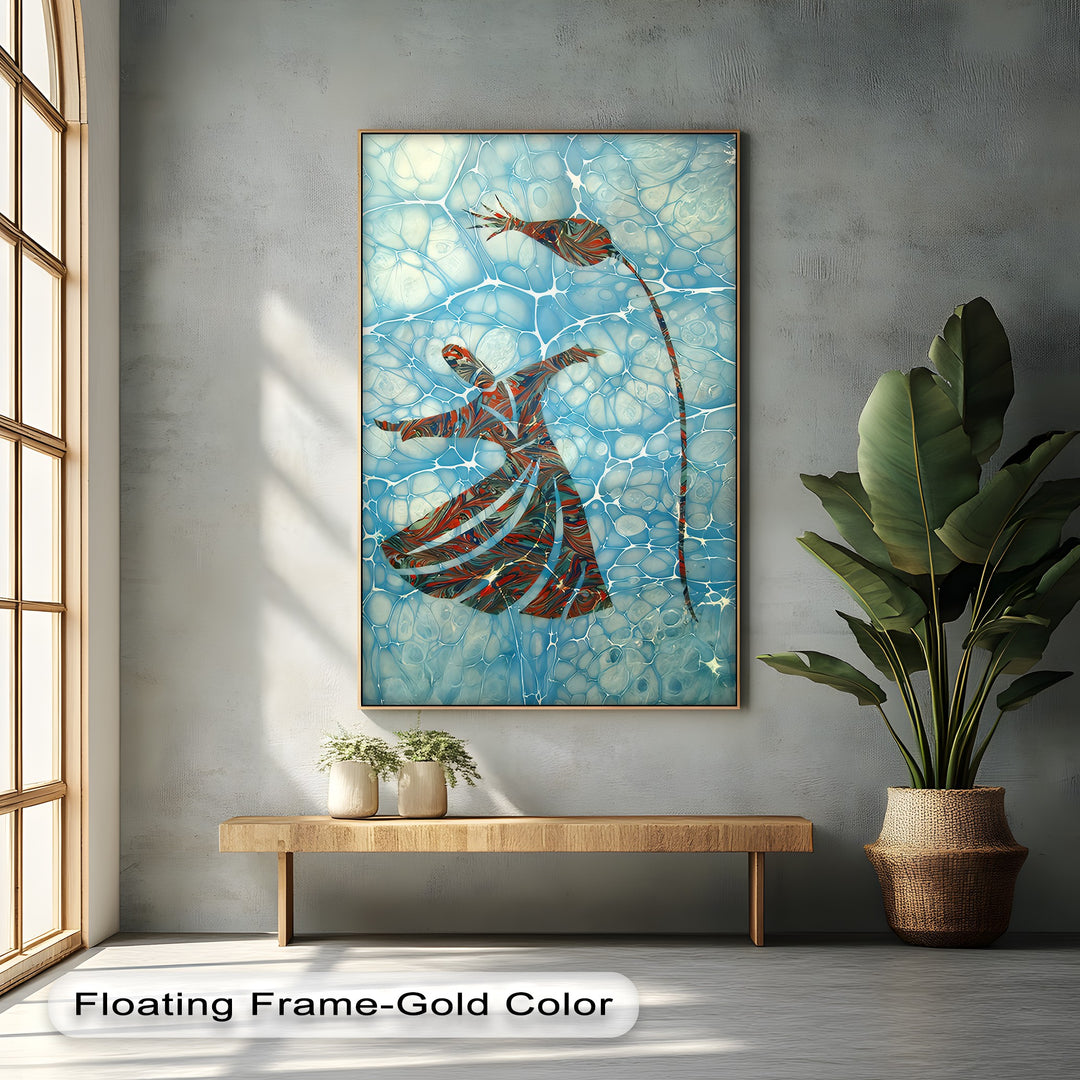 Dance of Devotion – Whirling Dervish Ebru Art Canvas Print