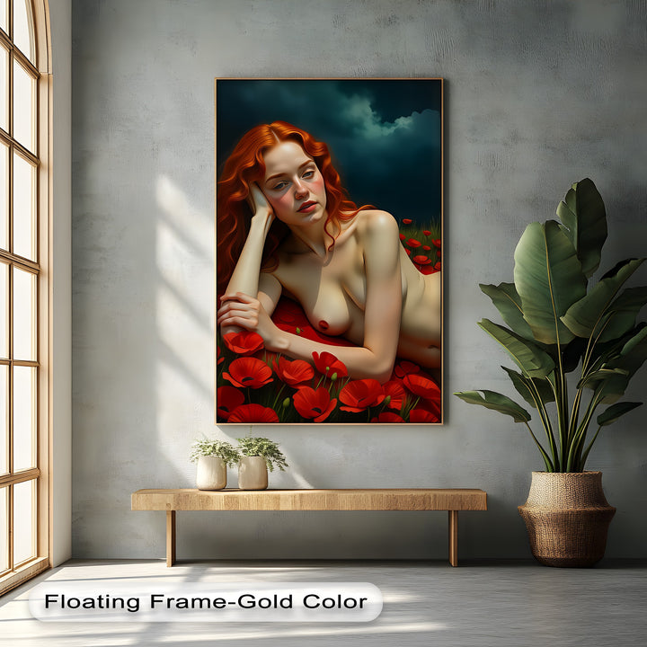 Scarlet Reverie – Sexy Canvas Artwork | Large Framed Wall Art
