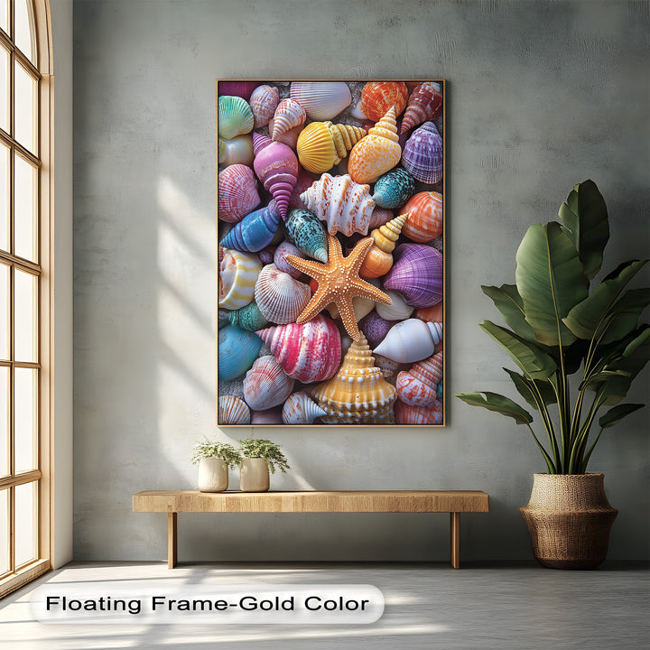 Vibrant Coastal Shells – Colorful Canvas Print