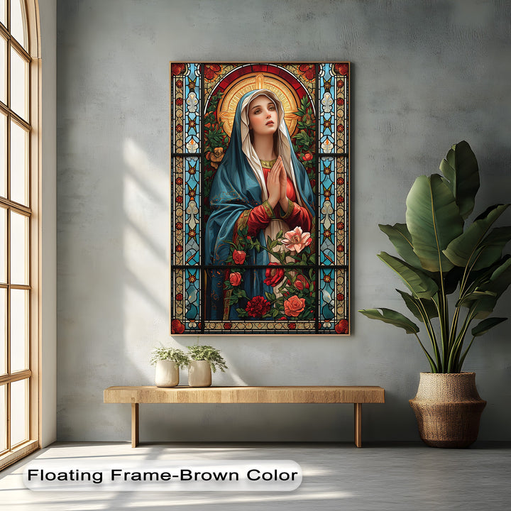 A textured light gray wall, bright window, and lush green plant define the tranquil background for these high quality canvas prints.