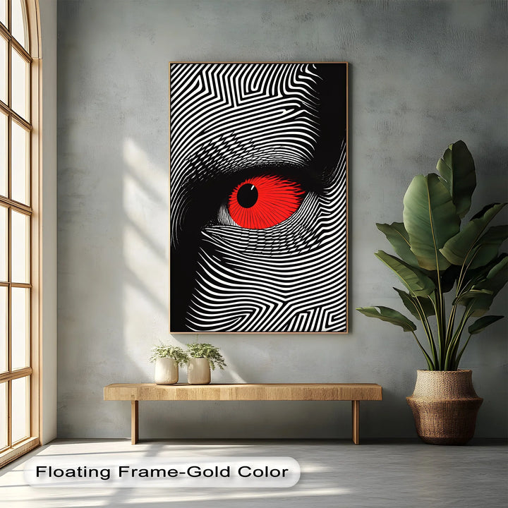 Red Eye in Optical Lines – Black & White Canvas Print - MyPhotoStation
